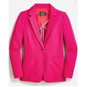 J. Crew Patch-Pocket Blazer Italian Ponte Knit Fuchsia Pink Womens Size 2